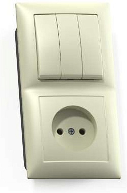 Блок комб. СП (3кл + 1роз) Кунцево-Электро Селена слоновая кость