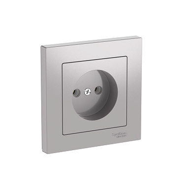 Розетка 1 СП 16А безвинт. зажим SE AtlasDesign алюминий