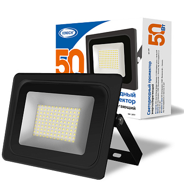 Прожектор светодиодный  50Вт 6500К IP65 4250Лм черный IONICH 1477
