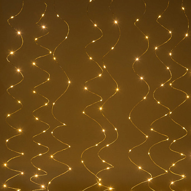 Гирлянда Занавес 3*3м теплый белый свет 8 реж. 220В IP20 300 светодиодов с пультом ДУ ЭРА Б0055999