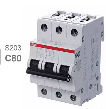Автоматический выключатель 3P 80A (C) 6,0kA S203 ABB