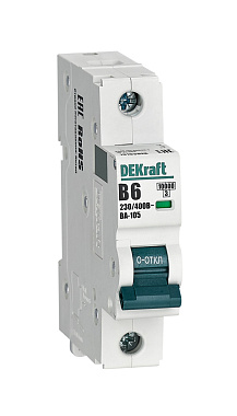 Автоматический выключатель 1P   6A (B) 10kA ВА105 DEKraft