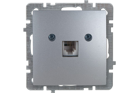 Розетка 1 СП телефонная RJ11 механизм Nilson Touran/Alegra Metallic серебро