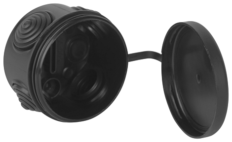 Коробка расп. ОП D=60мм, Н=40мм IP55 4 ввода, для монтажного пистолета Рувинил черный