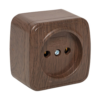 Розетка 1 ОП 10А EKF Минск тёмное дерево