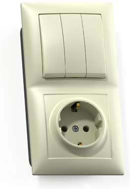 Блок комб. СП (3кл + 1роз с з/к) Кунцево-Электро Селена слоновая кость