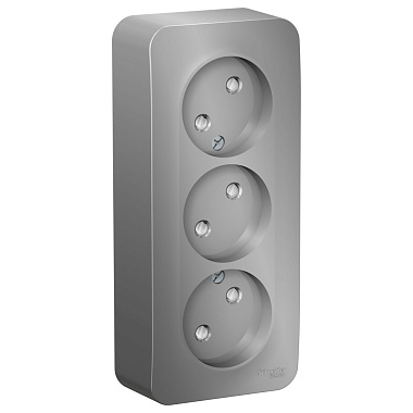 Розетка 3 ОП 16А с з/шт (изол.пл.) SE Blanca алюминий