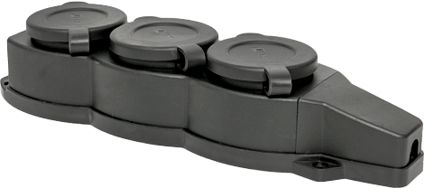 Колодка 3-гн. с з/к с крышкой 16А IP44 (каучук) 230В 2P+PE EKF