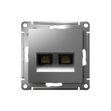Розетка 1 СП комп. RJ45+RJ45 кат.5е механизм SE AtlasDesign сталь