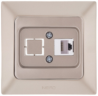 Розетка 1 СП комп. RJ45 кат.6 + гнездо с заглушкой Ne-ad Aras бронза