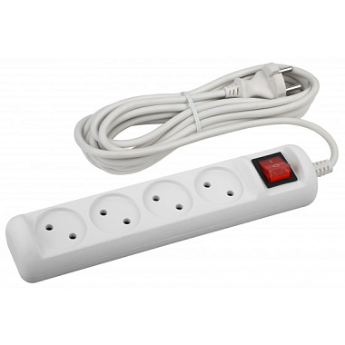 Удлинитель 4* 5 м c выкл. ПВС 2x1мм2 10А ЭРА Б0044054