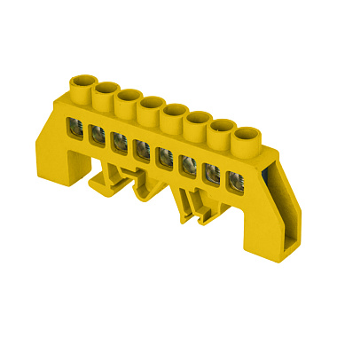 Шина "0" РЕ (8x12мм) 8 отв. латунь желтый комбинированный DIN-изолятор EKF