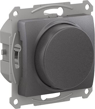 Светорегулятор 1 СП 400Вт пов-наж. (диммер) LED RC механизм SE Glossa графит