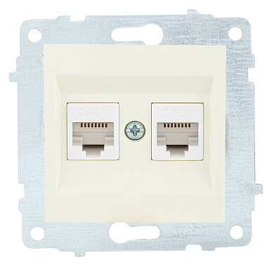 Розетка 1 СП комп. RJ45+RJ45 кат.6 механизм Ovivo крем