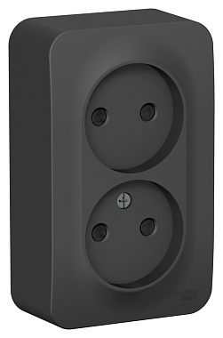Розетка 2 ОП 16А с з/шт (изол.пл.) SE Blanca антрацит