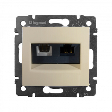 Розетка 1 СП комп. RJ45 кат.5e + телеф.RJ11 механизм Legrand Valena слоновая кость