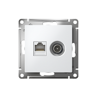Розетка 1 СП TV+комп.RJ45 кат.5е механизм SE AtlasDesign белый