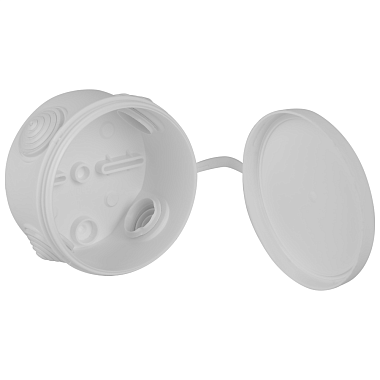 Коробка расп. ОП D=70мм, Н=50мм IP55 4 ввода, для монтажного пистолета Рувинил белый