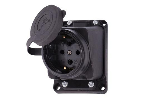 Колодка 1-гн. с з/к с крышкой наклонная 16А IP44 (каучук) 250В Lezard