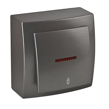 Выключатель 1 ОП 10А проходной с подсв. Nilson Themis Metallic антрацит