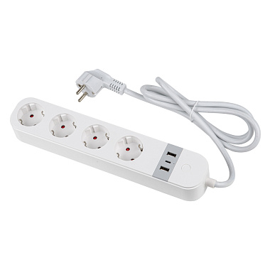 Удлинитель "Умный дом" Wi-Fi 4* 1,8 м 2 USB-A + 1USB-C TM Uniel