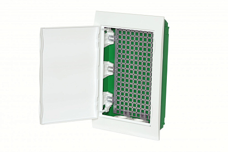 Мультимедийный корпус встраиваемый с белой дв. 3ряд/36мод 2 розетки Box IT City9 SE