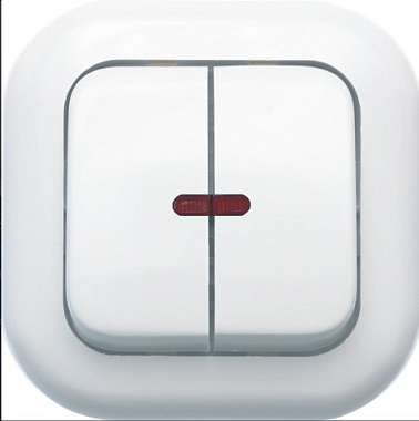 Выключатель 2 СП  6А с подсв. Кунцево-Электро Валентина белый