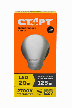 Лампа светодиодная Е27  20Вт 3000К груша СТАРТ ECO