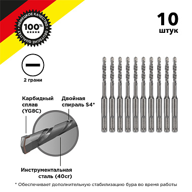 Бур по бетону 6x110x50 мм SDS Plus (10 шт.) Kranz