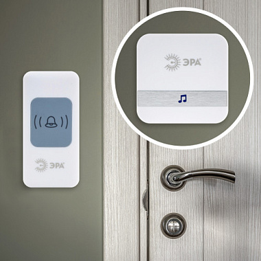 Звонок дверной ЭРА C95 беспроводной, от сети, белый, 52 мелодии Б0054088