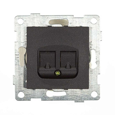 Розетка 1 СП комп. RJ45+RJ45 кат.5е механизм Gusi Electric Bravo графит