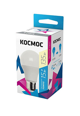 Лампа светодиодная Е27  15Вт 3000К 220В груша А60 Космос