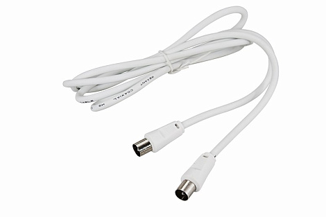 Шнур ТВ штекер - ТВ штекер, длина 1,5 метра, белый Rexant