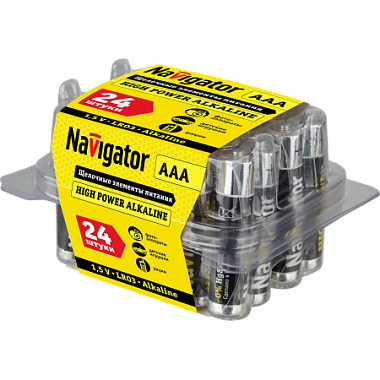 Элемент питания (AAA) щелочной LR03 Alkaline 1,5V (24шт в боксе) Navigator 94 787