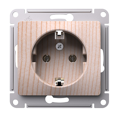 Розетка с заземлением 1 СП 16А механизм SE Glossa сосна