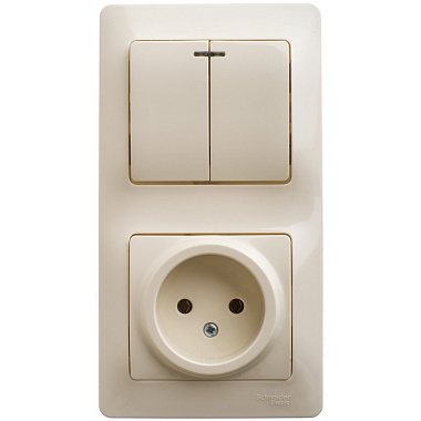 Блок комб. СП (2кл с подсв. + 1роз) SE Glossa бежевый