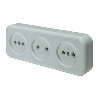 Розетка 3 ОП 16А БелТИЗ Элект Викинг белый