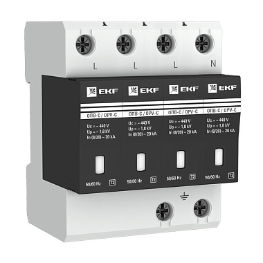 Ограничитель импульсных напряжений ОПВ-C/4P In 20кА 400В с сигн. EKF PROxima