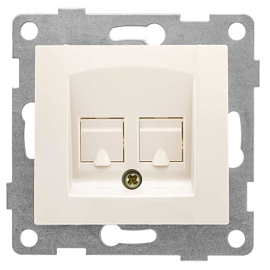 Розетка 1 СП телефонная RJ12+RJ12 механизм Gusi Electric Bravo бежевый
