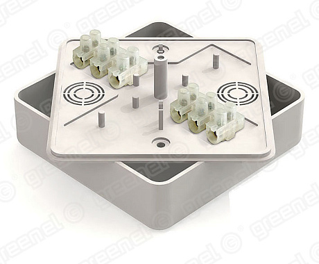 Коробка расп. ОП 100х100х29мм IP40 для кабель-каналов (с клеммной колодкой) белый Greenel