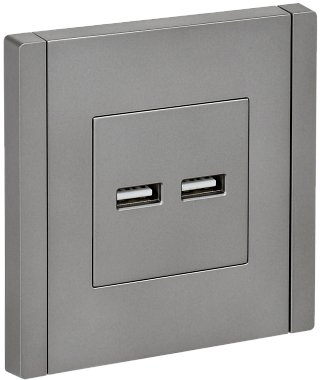 Розетка 1 СП USB А+А 3,1А IEK FP549 Forte&Piano сталь
