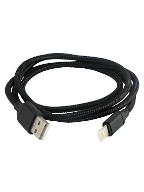 Дата-кабель (USB - Lightning) 1м тканевая оплетка черный ДК9 TDM