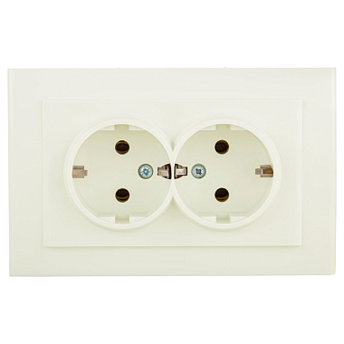 Розетка с заземлением 2 СП 16А Ovivo Mina крем
