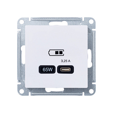 Розетка 1 СП USB тип-С 65W высокоскор.заряд QC,PD механизм SE AtlasDesign лотос