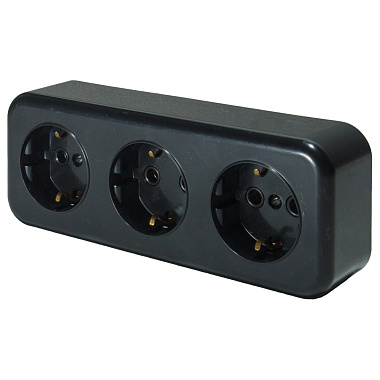 Розетка с заземлением 3 ОП 16А БелТИЗ Элект Викинг черный