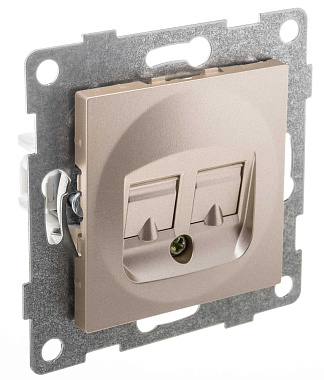 Розетка 1 СП телефонная RJ12+RJ12 механизм Gusi Electric Ugra шампань