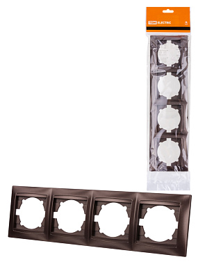 Рамка 4-постовая горизонтальная Лама TDM шоколад