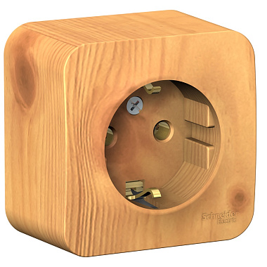 Розетка с заземлением 1 ОП 16А SE Blanca ясень