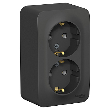 Розетка с заземлением 2 ОП 16А (изол.пл.) SE Blanca антрацит