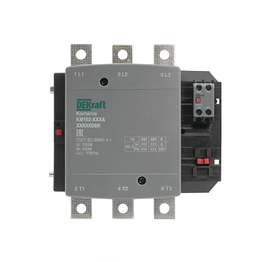 Контактор 265А 380В АС АС3 АС4 1НО+1НЗ КМ-102 DEKraft